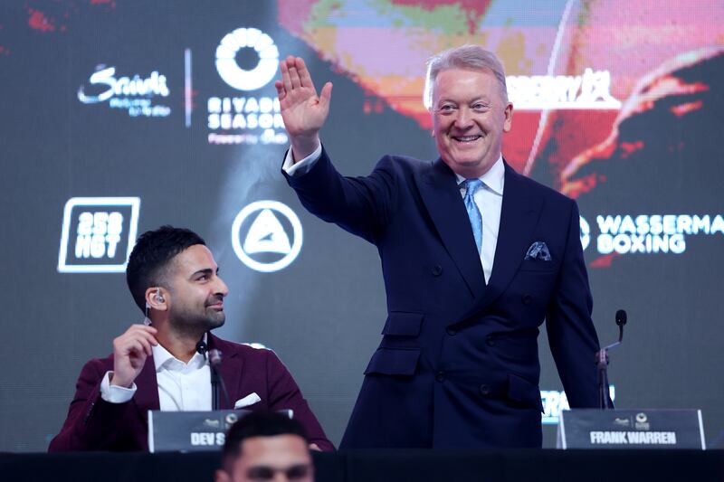 Promoter Frank Warren acknowledges the crowd during the 'Day Of Reckoning' press conference. Getty Images