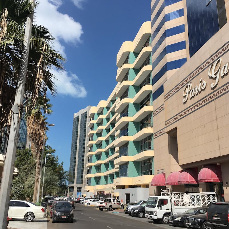 The Abela building in Khalidiyah, Abu Dhabi, a little bit of Miami Beach on Abu Dhabi's Corniche.