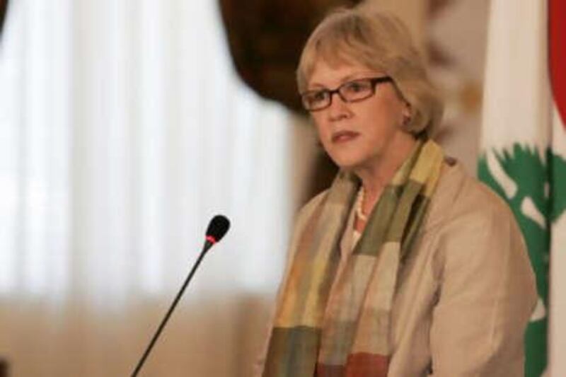 Karen KoningAbuZayd, the United Nations Relief and Works Agency commissioner general, speaks during a donor conference about Gaza and southern Lebanon.