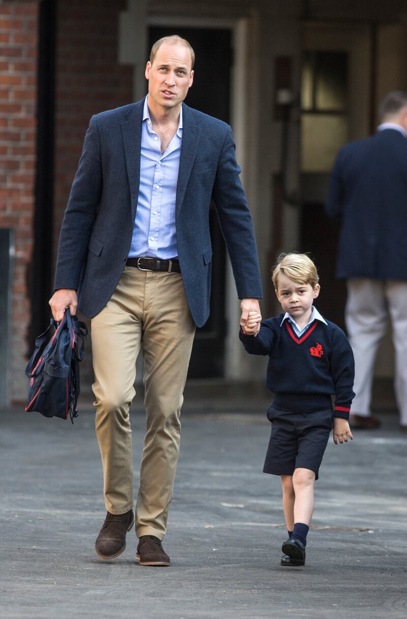 George on his first day of school at Thomas's Battersea in London in September 2017. Getty Images