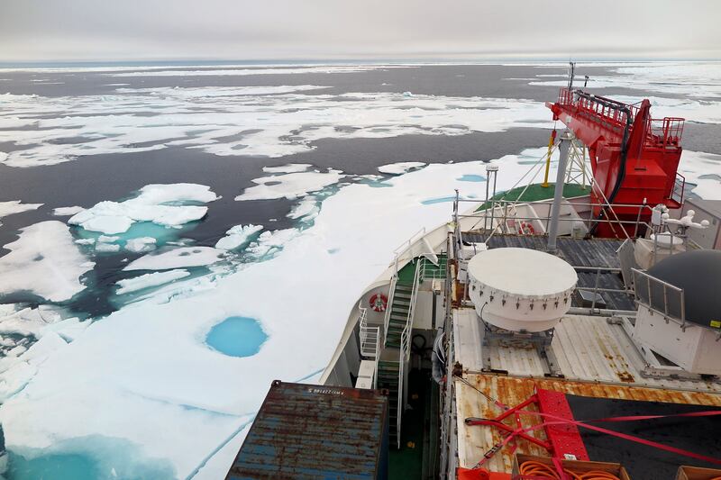 Ice on the Wandel Sea north of Greenland seen from the German icebreaker Polarstern, which passed through the area as part of the year-long MOSAiC Expedition. AP
