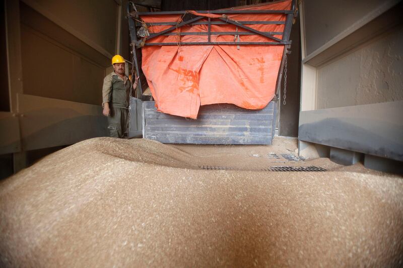 wheat arrives at al-Juwaydeh mills near Amman, Jordan on May 02, 2010. (Salah Malkawi for The National)