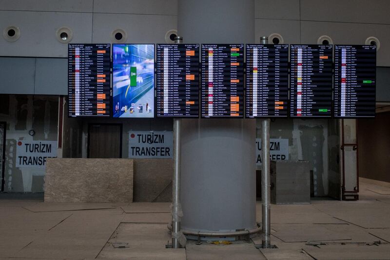 Flight information boards. Getty Images