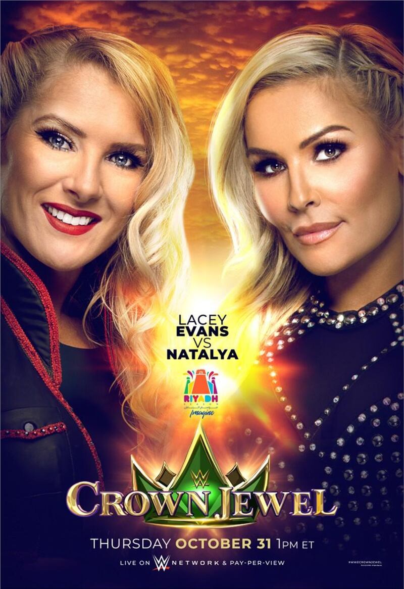 From left: Lacey Evans and Natalya will compete at Crown Jewel in Riyadh. Courtesy WWE 