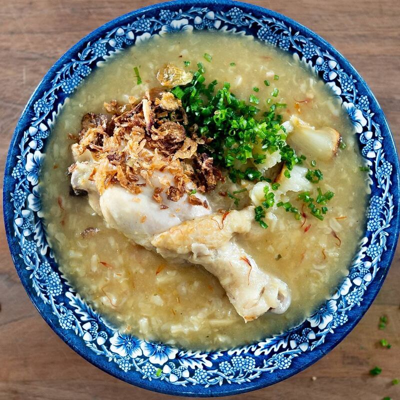 Arroz Caldo's flavour profile comes from ginger and chicken. Photo: Erwan Heussaf / Instagram