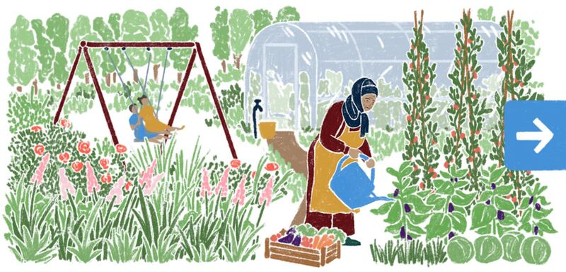 German illustrator Thoka Maer has created a Google Doodle for International Women's Day. Photo: Google