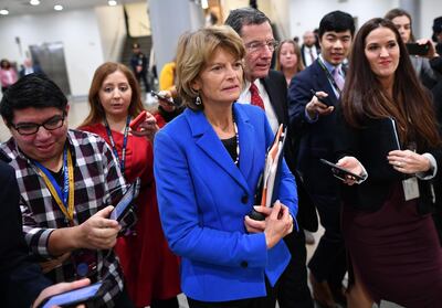 US Senator Senator Lisa Murkowski (R-AK) leaves after voting in the impeachment trial of the US president on Capitol Hill January 31, 2020, in Washington, DC.  The Senate voted 51-49 along party lines to turn back Democrat efforts to call former White House national security advisor and other Trump aides to testify. / AFP / Mandel NGAN
