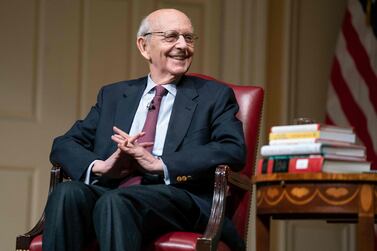 Retiring US Supreme Court Associate Justice, Stephen Breyer, attends the 2022 Supreme Court Fellows Program Annual Lecture presented by the Law Library of Congress and the Supreme Court Fellows Program, on February 17, 2022, in Washington, DC. (Photo by Evan Vucci / POOL / AFP)