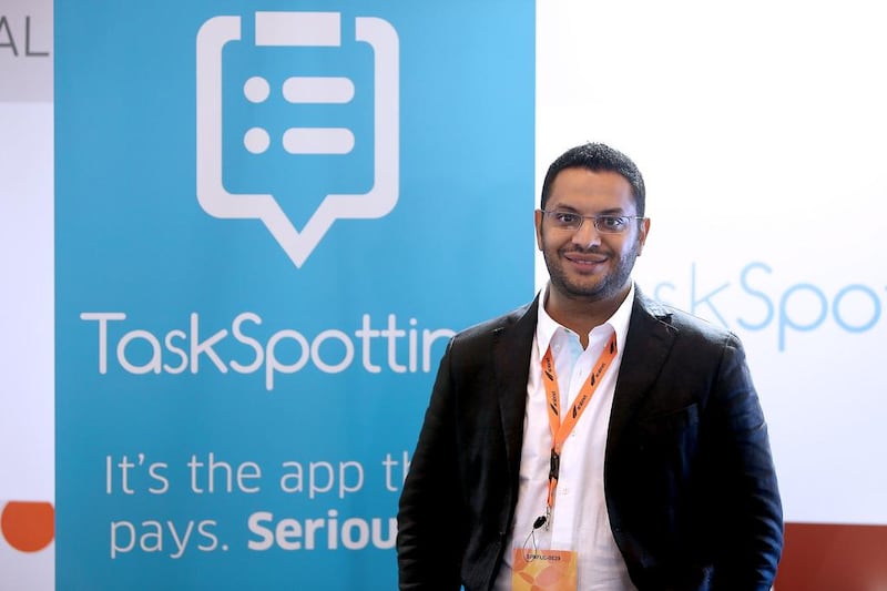 Karim Aly, CEO and co-founder of Task Spotting at the ArabNet Digital Summit 2014 at the Atlantis hotel on Palm Jumeirah in Dubai. Pawan Singh / The National