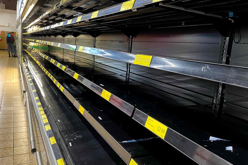 Empty grocery shop shelves at Aldi’s in Titusville, Florida, as the state's eastern coast braces for Hurricane Ian. AFP