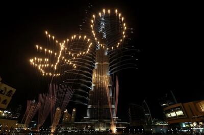 Celebrations in Dubai after the victory announcement. Christopher Pike / The National