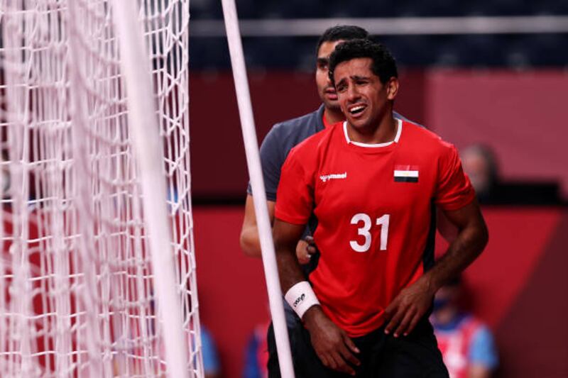 Omar Elwakil of Team Egypt looks dejected after losing the match.