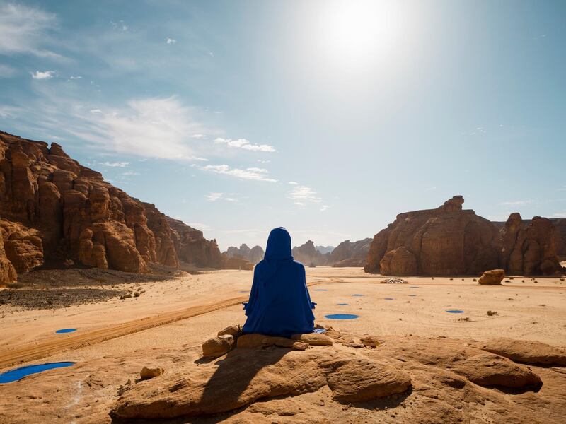 Lita Albuquerque, NAJMA (She Placed One Thousand Suns On The Transparent Overlays Of Space), installation view at Desert X AlUla. All photos by Lance Gerber / Courtesy the artist