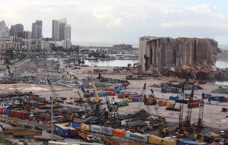 The site of the August 4 explosion at Beirut port in December. Reuters