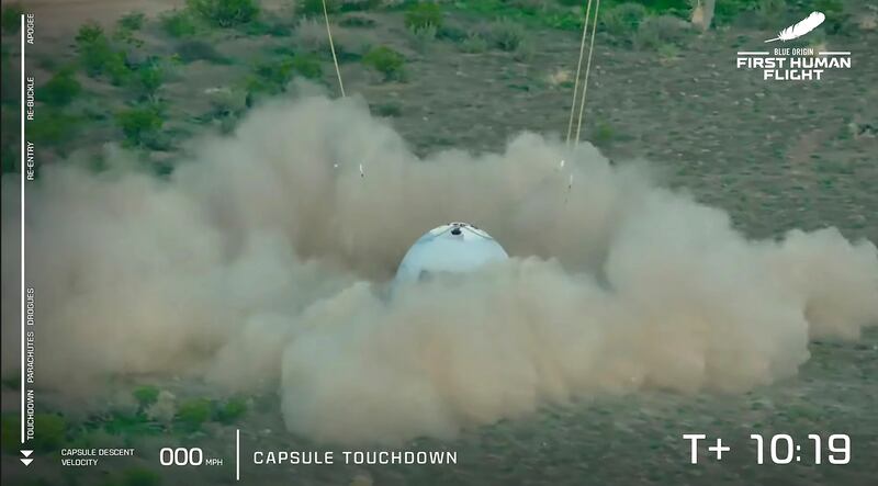 New Shepard touches down on Earth.