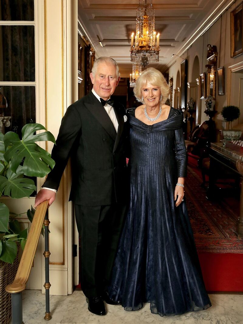 Prince Charles, Prince of Wales, and Camilla, Duchess of Cornwall at Clarence House before leaving for Buckingham Palace. Clarence House via Getty Images