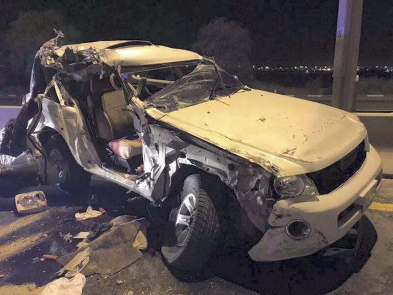 Police said two people had died and nine were injured in crashes over the weekend in Dubai. Dubai Police.