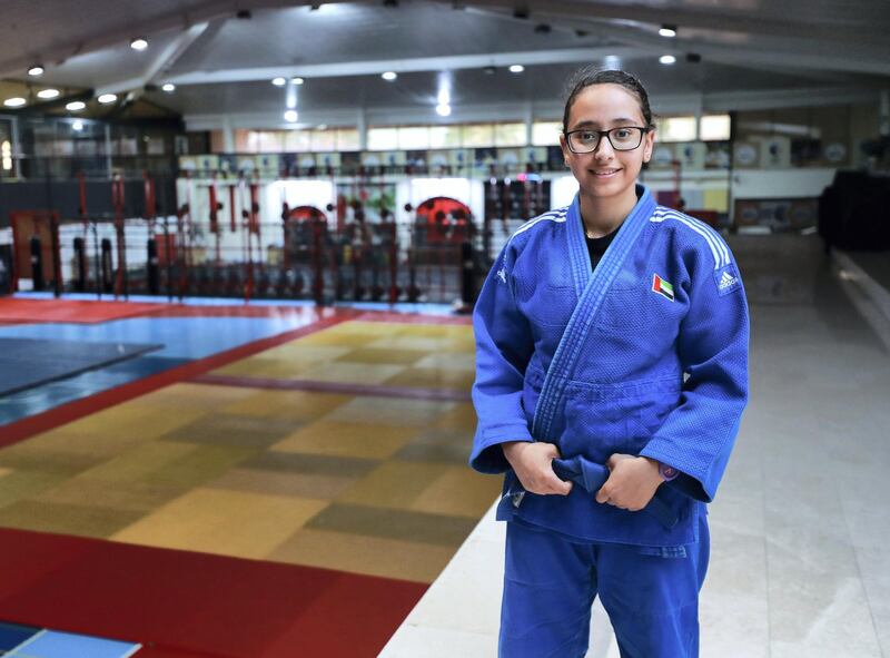 Abu Dhabi, U.A.E., May 29, 2018.   Feature on Emirati judoka Maitha Al Neyadi.   Shot at the UAE Judo Federation located at the Abu Dhabi Equestrian Club. 
Victor Besa / The National
Reporter:  Amith Passela
Section:  Sports