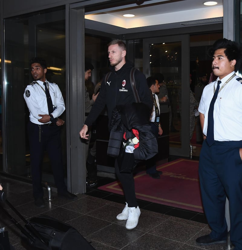 Ignazio Abate of AC Milan arrives at Jeddah King Abdulaziz International Airport. Getty Images