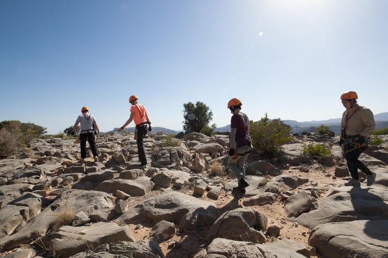 The via ferrata at Anantara Al Jabal Al Akhdar Resort, Oman. Antony Hansen