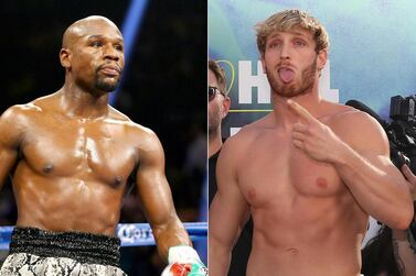 Retired professional boxer Floyd Mayweather Jr, left, says he will face YouTube star Logan Paul in an 'exhibition' fight on June 6. AFP