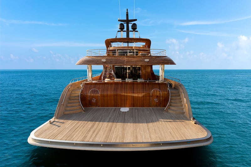 The vessel was built using fibreglass and teak on the hull