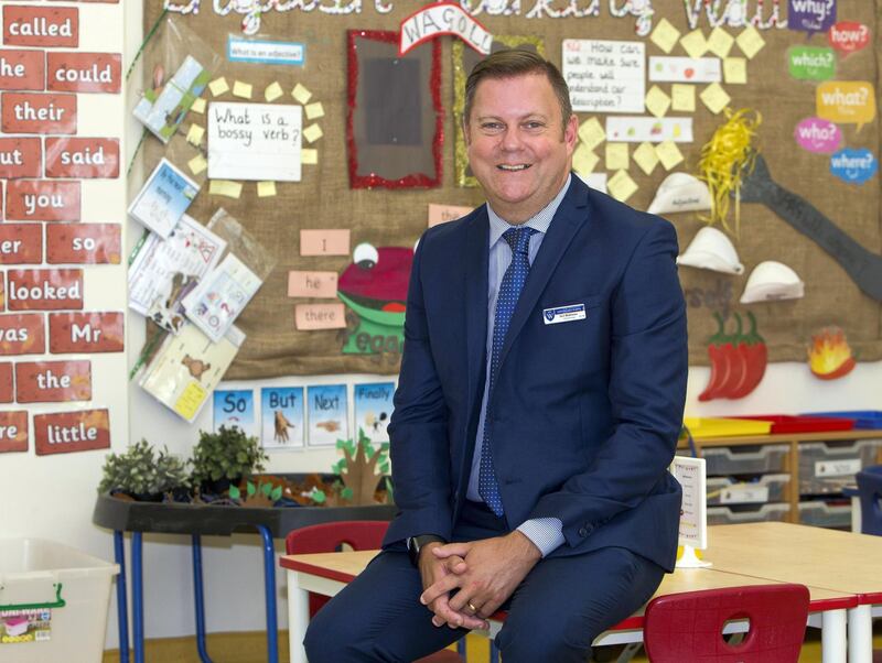 DUBAI UNITED ARAB EMIRATES  30 August 2018 - Neil Matthews, Principal Gems Wellington, Al Khail, on how to help new families' children cope up with starting school in UAE at Gems Wellington, Al Khail, 30 August 2018.  Leslie Pableo for The National for Anam's story