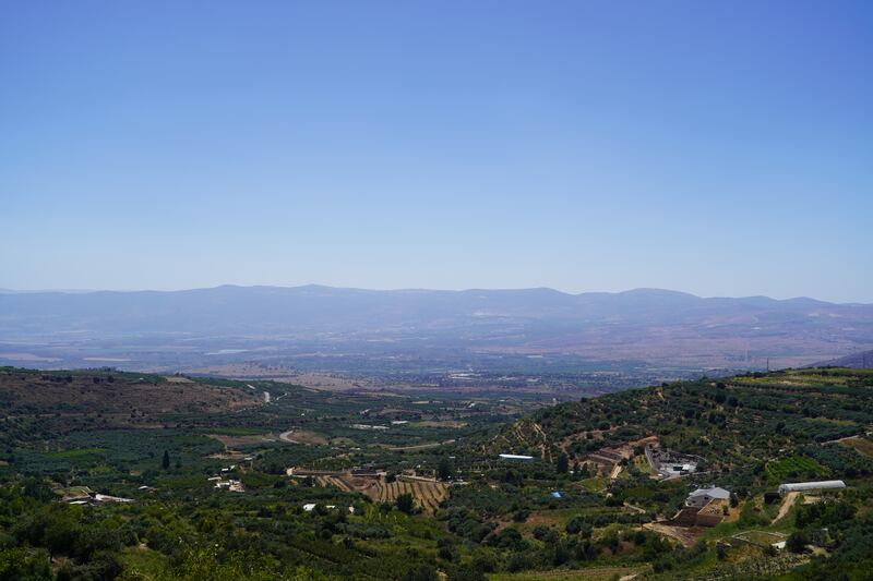 The slopes of Ein Qiniyye overlooking Israel and Lebanon in the distance