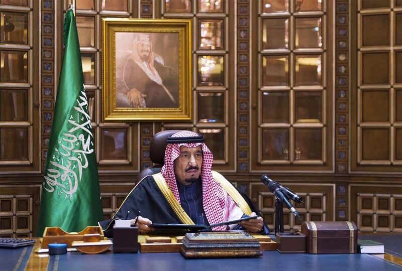 King Salman gives his first public address on Saudi television. EPA