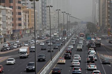 Traffic on Al Ittihad road in Sharjah. Jeff Topping / The National