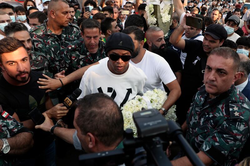 Ronaldinho is in Beirut to show solidarity with Lebanon on the first anniversary of the blast.