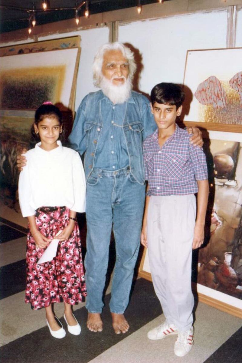 Roshini Vadehra, MF Husain and Aseem Vadehraaii. Photo: Vadehra Gallery