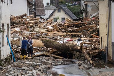 Debris of houses destroyed by the floods in Schuld near Bad Neuenahr, western Germany. AFP