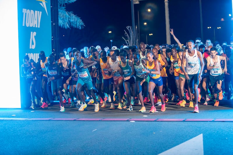 Runners at the start of the fifth Adnoc Abu Dhabi Marathon on Saturday, December 16, 2023