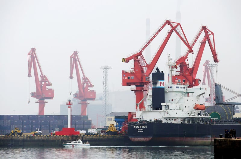 FILE PHOTO: A crude oil tanker is seen at Qingdao Port, Shandong province, China, April 21, 2019. REUTERS/Jason Lee//File Photo