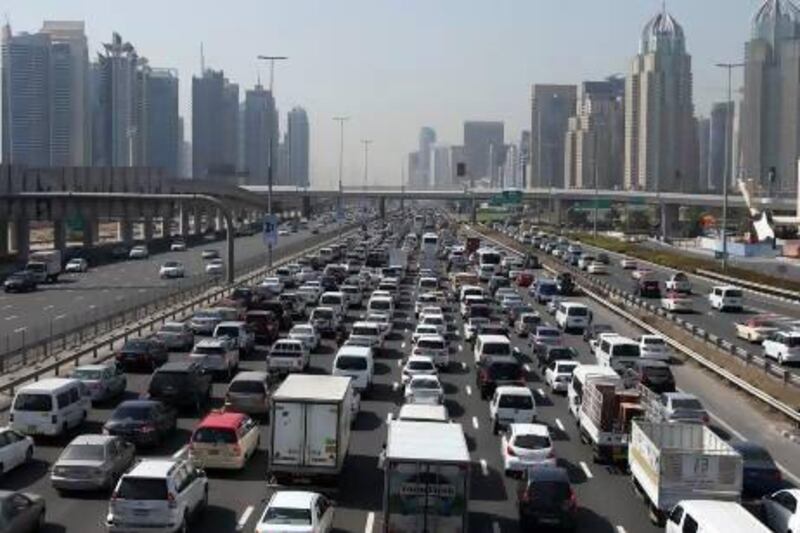 The daily commute on Sheikh Zayed road can be long and exhausting and a lack of good-quality sleep means an increased risk of falling asleep at the wheel. Pawan Singh / The National