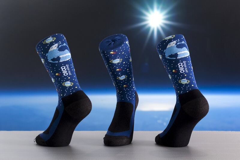 Off your rocket: the next time you're going off-planet consider these socks made specifically for space travel by Spanish brand Sock'M. They are made with fire-proof cotton, reinforced with silver and copper thread to inhibit electrostatic charge.