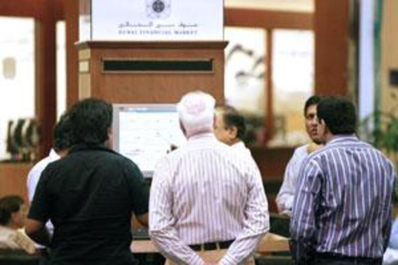 Traders at Dubai Financial Market.