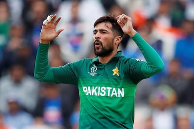 Cricket - ICC Cricket World Cup - India v Pakistan - Emirates Old Trafford, Manchester, Britain - June 16, 2019   Pakistan's Mohammad Amir reacts   Action Images via Reuters/Andrew Boyers