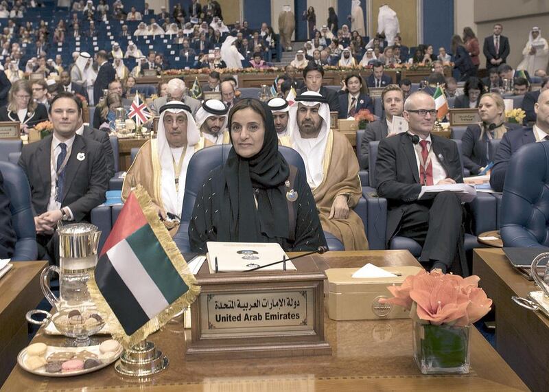 UAE Minister of Development and International Cooperation, Sheikha Lubna Al Qasimi, attends the Third International Humanitarian Pledging Conference for Syria in Kuwait on March 31, 2015. Stephanie McGehee/Reuters