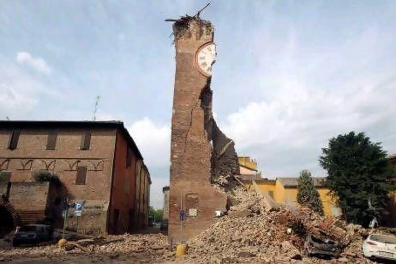 The old tower in Finale Emilia collapsed after a 6.0 magnitude earthquake shook Italy, killing at least six people. Giorgio Benvenuti / Reuters