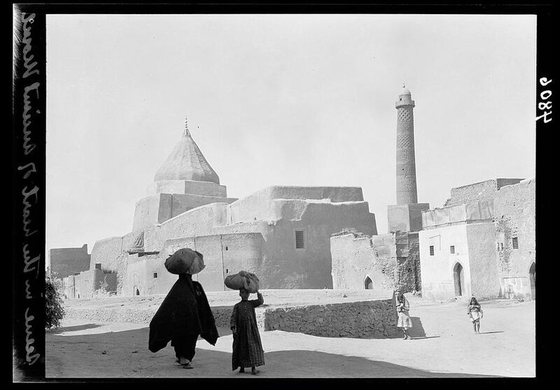 1932: The Crooked Minaret mosque next to a Yazidi shrine in Mosul, northern Iraq. AP Photo