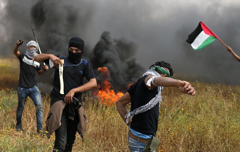 Previous protests near the border fence in recent months have turned deadly, with Israeli soldiers firing live bullets at Palestinians burning tyres, throwing stones or hurling firebombs. Ibraheem Abu Mustafa / Reuters