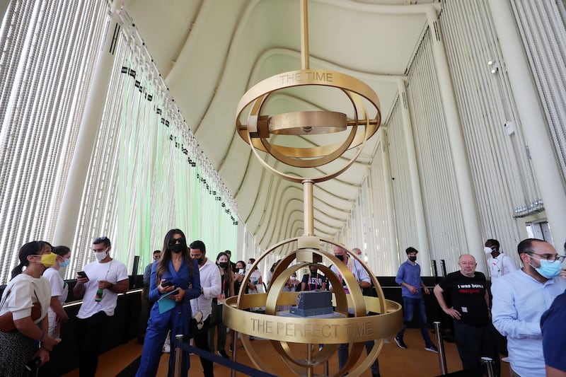 Anatomic clock. Inside the Italy pavilion on the first day of Expo 2020 in Dubai. Chris Whiteoak / The National