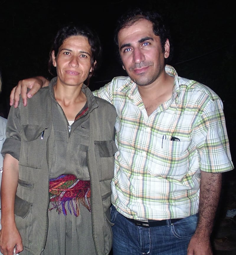 Syrian Kurdish writer Hosheng Ossi, right, with Ilham Ehmed, joint leader of the Syrian Democratic Forces in July 2007. Photo: Hosheng Ossi