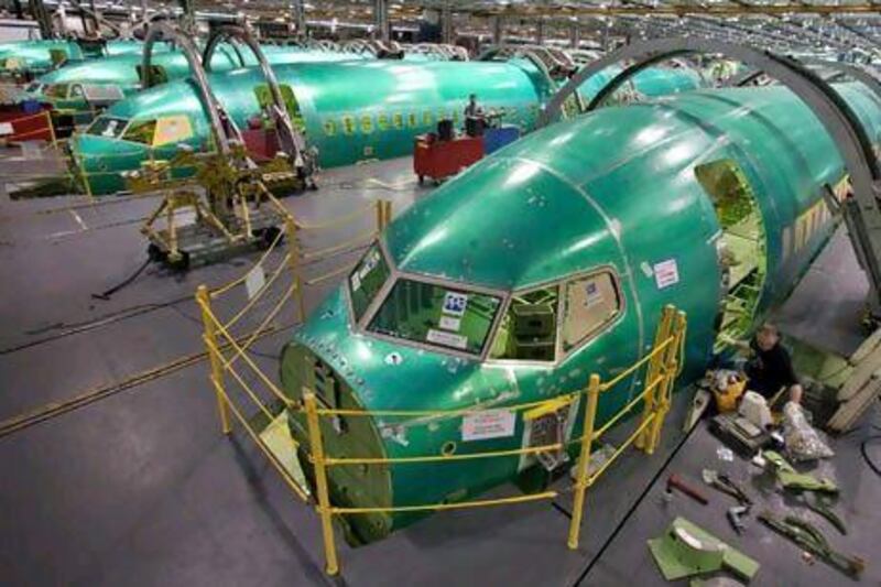 Boeing says the Mena region is becoming the capital of high-density, long-haul jets. Above, Boeing's Dreamliner assembly floor in Kansas.
