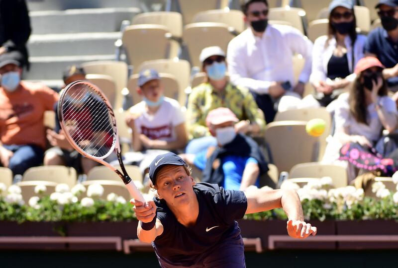 Jannik Sinner of Italy during his win over France's Pierre-Hugues Herbert. EPA