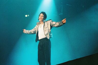 UNITED KINGDOM - AUGUST 20:  WEMBLEY STADIUM  Photo of Michael JACKSON, Michael Jackson performing on stage - Dangerous Tour  (Photo by Peter Still/Redferns)