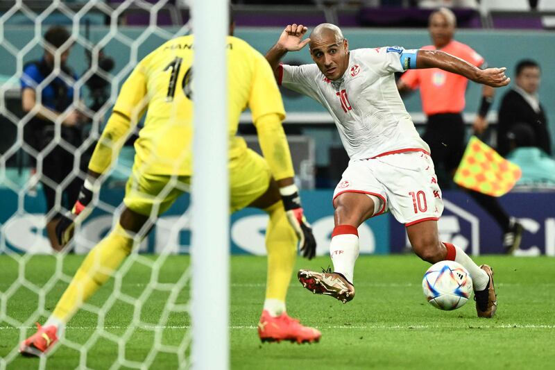 Tunisia's forward Wahbi Khazri attempts a shot on goal. AFP