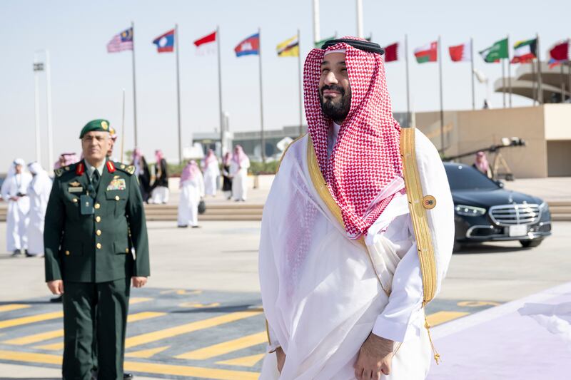 Saudi Crown Prince Mohammed bin Salman at the airport to receive President Sheikh Mohamed